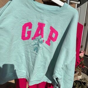 GAP Kids Aqua Sweatshirt with Pink Lettering